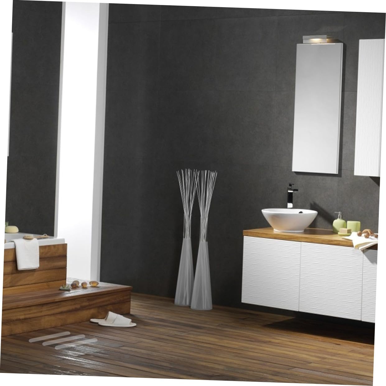 Cintas Antideslizantes Transparentes para Suelo, 10 Piezas de 15x61 Cm, Material Peva Resistente al Desgaste, Tiras de Seguridad para Duchas, Bañeras y Escaleras, Adhesivas