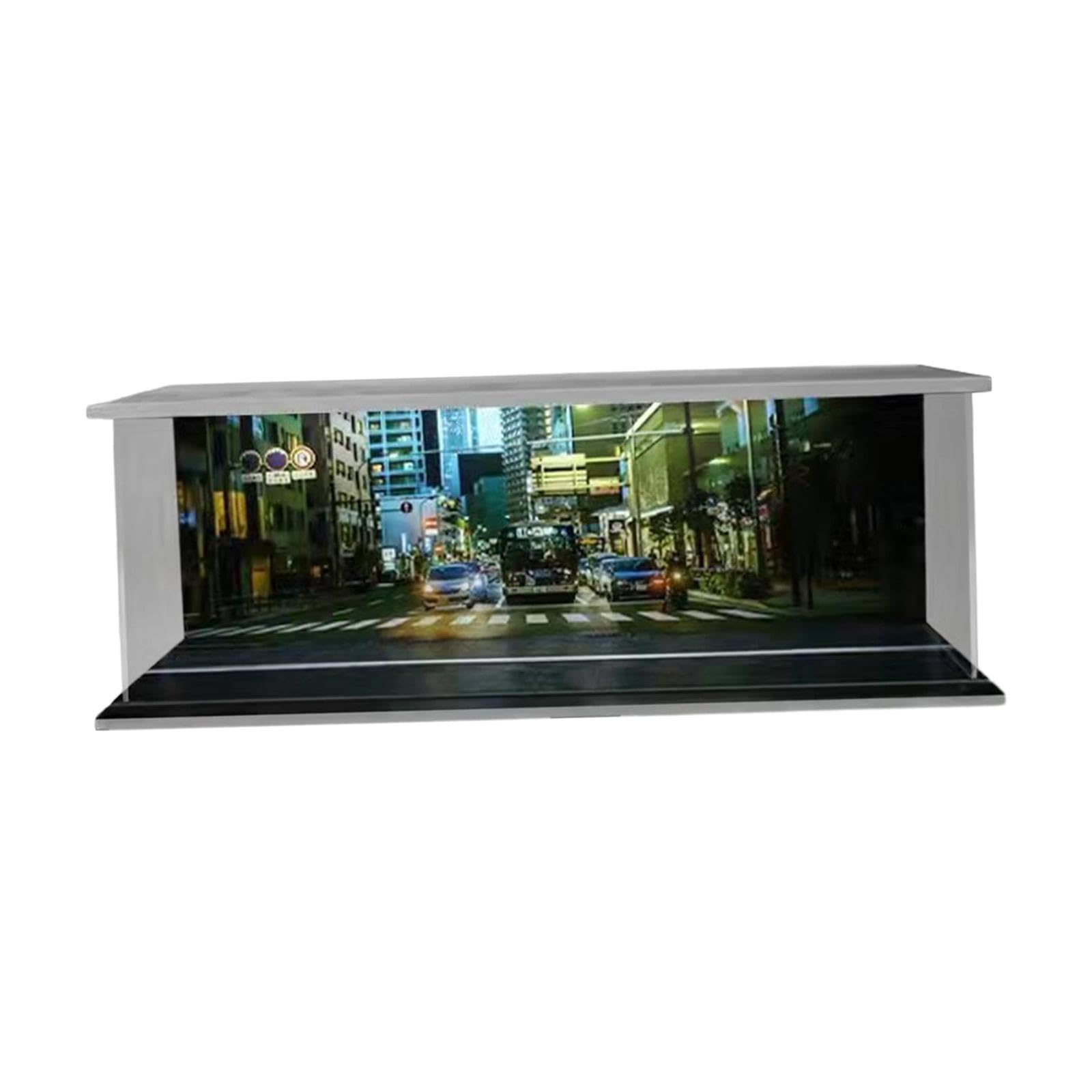 Vitrina en Miniatura a Escala 1/64, Diorama de Coche, Garaje Simulado, Caja de Exhibición LED de Acrílico, Adecuada para, Cruz
