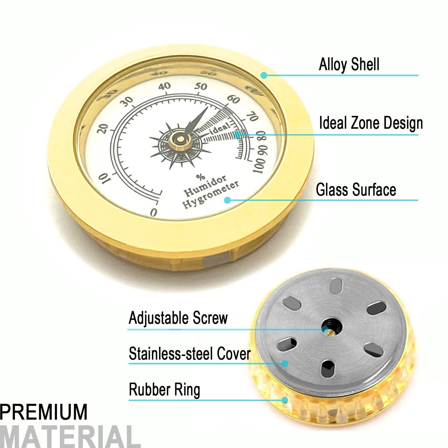 Hygromètre de rechange pour cave a cigares - φ 38mm - Or - Alliage rond - Moniteur précis - Humidor - Hygromètre - Valise de guitare - Serre