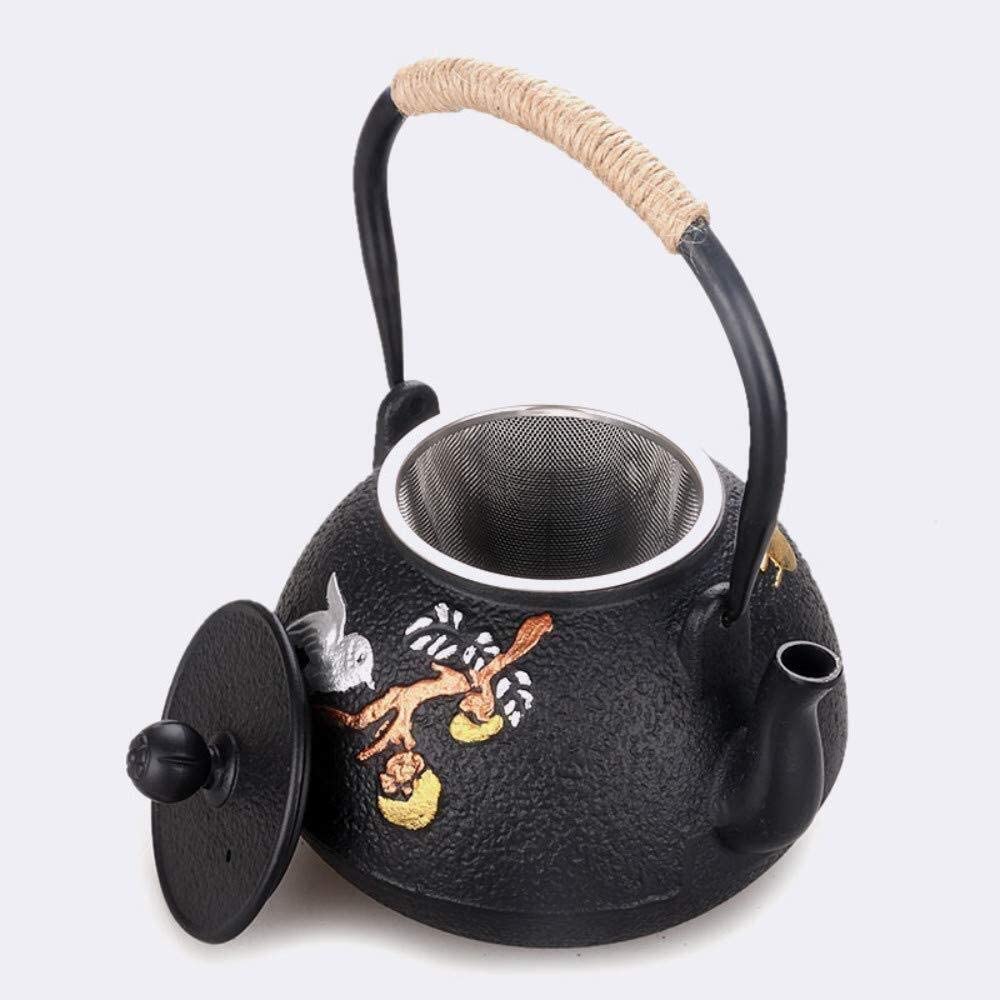 Tetera de Hierro Tetera Japonesa Tetera De 1200ML, Teteras De Hierro Fundido, Proceso Sin Recubrimiento, Olla De Hierro Crudo Tetera Hierro Fundido Hervidor de Hierro Fundido