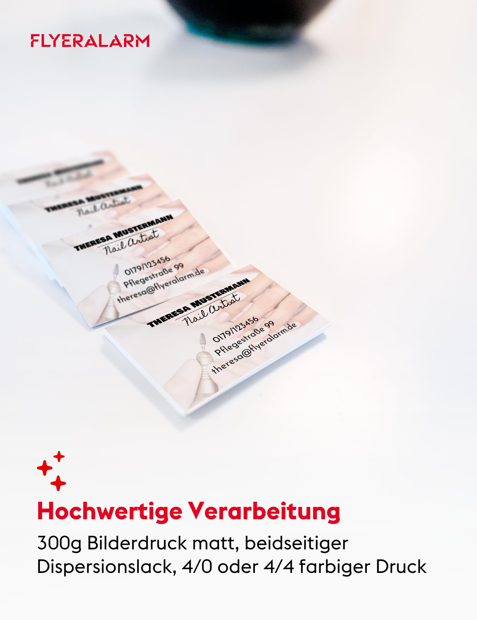Visitenkarten erstellen mit Foto, Text und Logo - Visitenkarte selbst gestalten - 1000 Stück, blanko - 300g Bilderdruck matt - Business Cards Online gestalten