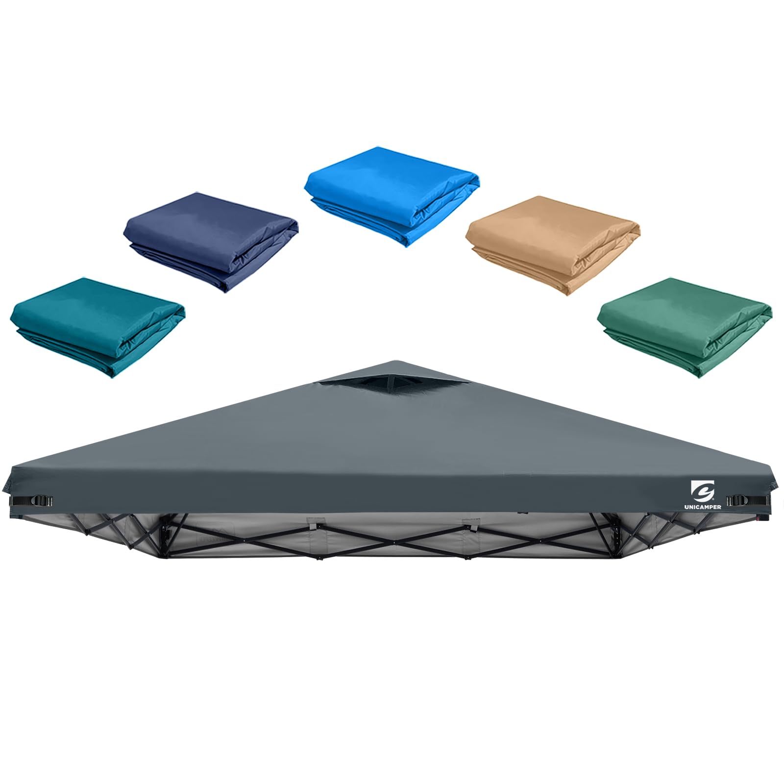 Photo 1 of 10x10 Pop Up Canopy Replacement Top Cover with Air Vent for Straight Leg Canopy Tent, Waterproof for Outdoor Garden Patio Camping Sun Shade (Dark Gray)