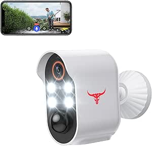 1080p Security Camera, AI Human Detection, Live View, Night Vision, 2-Way Audio, IP65 Waterproof, Cloud Storage, Wireless Indoor/Outdoor Surveillance Bullet Cam asin的图片