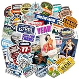 Chileeany「35枚セット」 防水 ステッカー レトロ ビンテージ スーツケース 防水紙 - スーツケース、スケートボード、ノート、車、自転車、 パソコン(World Tour)