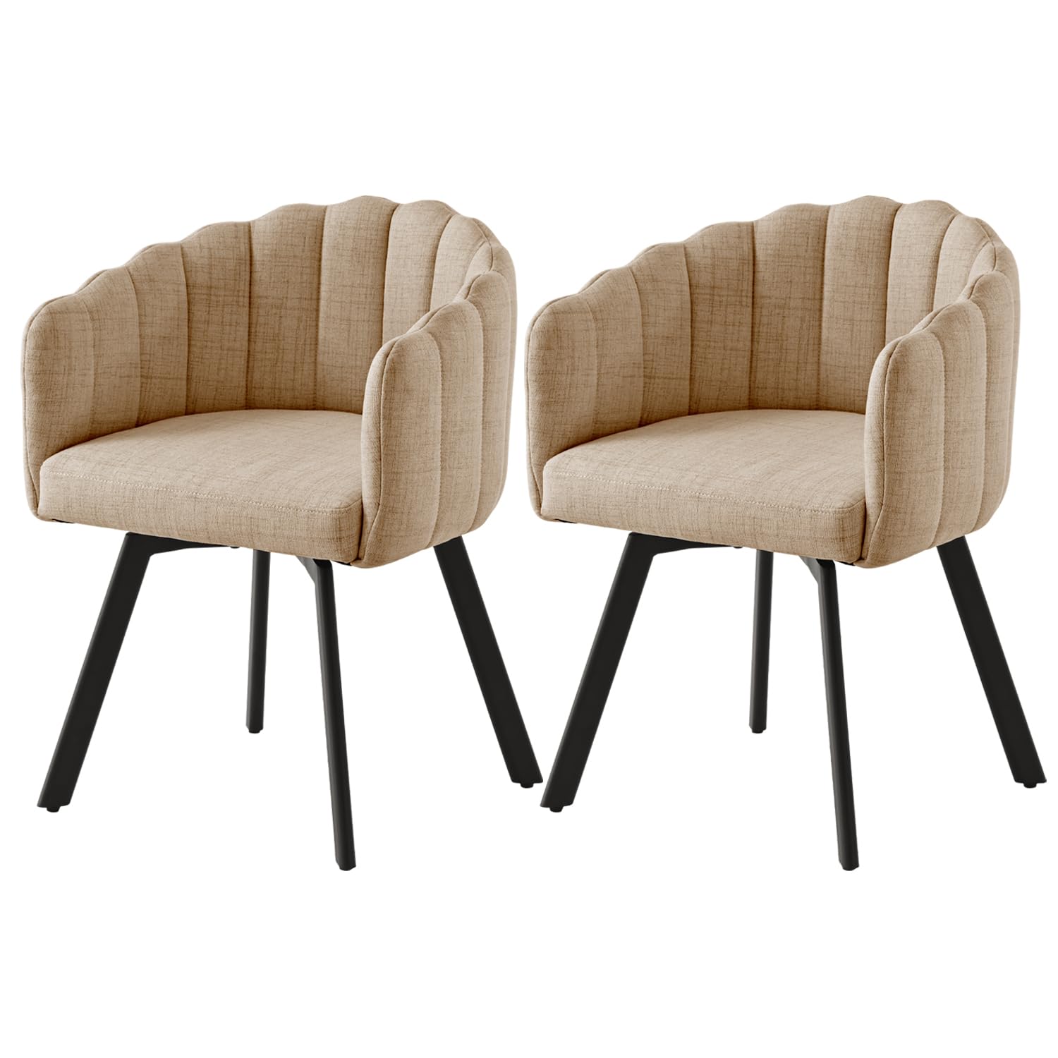 Sillas de comedor giratorias, juego de 2 sillas giratorias de comedor con reposabrazos, sillas tapizadas de tela de lino, sillas giratorias con patas de metal, sillas de cocina, sillones de