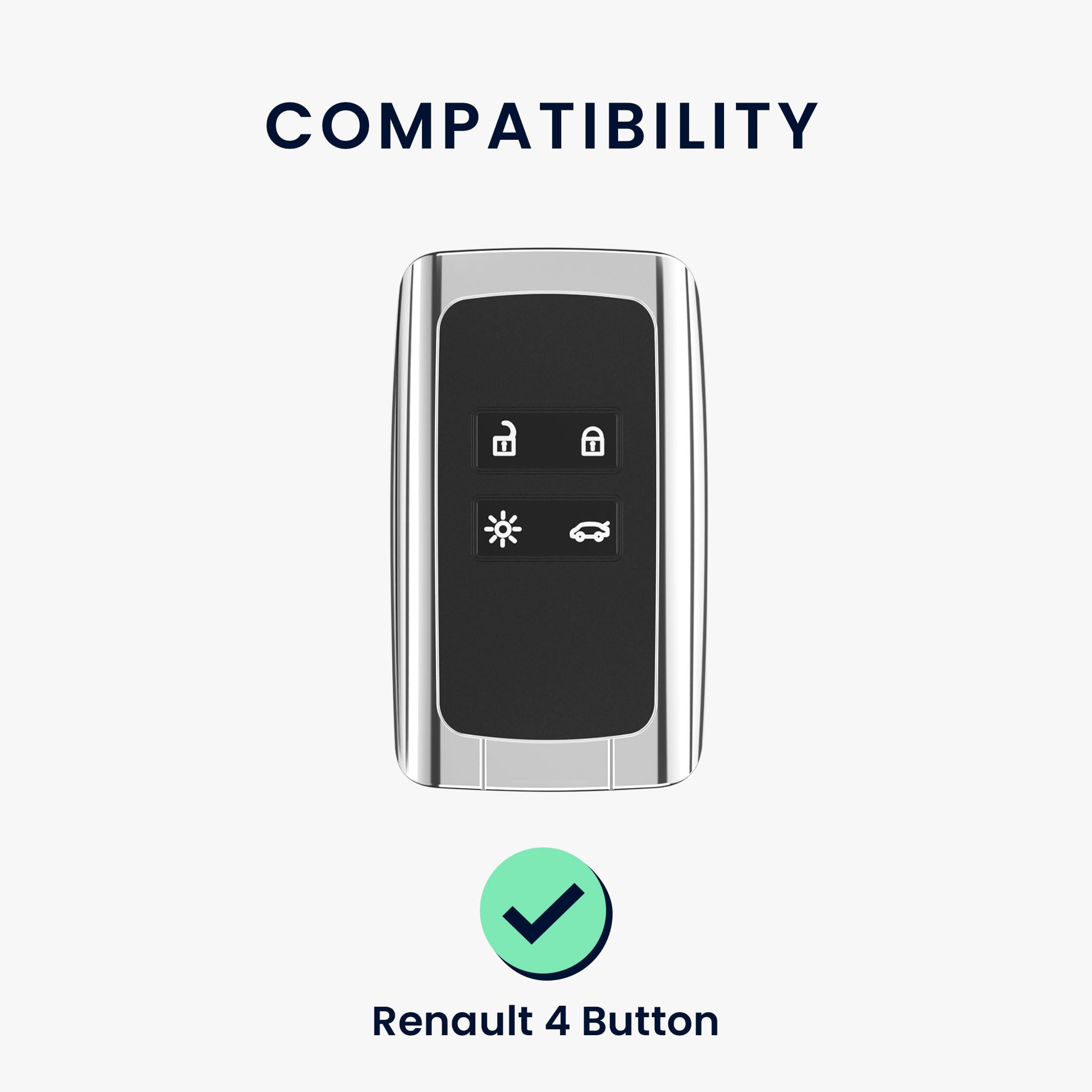 kwmobile Silicone Car Key Case Compatible with Renault 4 Button Car Key Smart Key (only Keyless Go) Case - Soft Rubber Fob Cover - Black/Blue - Image 2