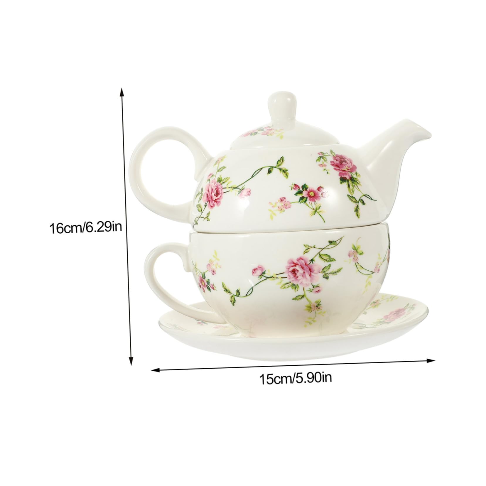 Service à Thé en Céramique 1 Set Théière et Tasse Blanche
