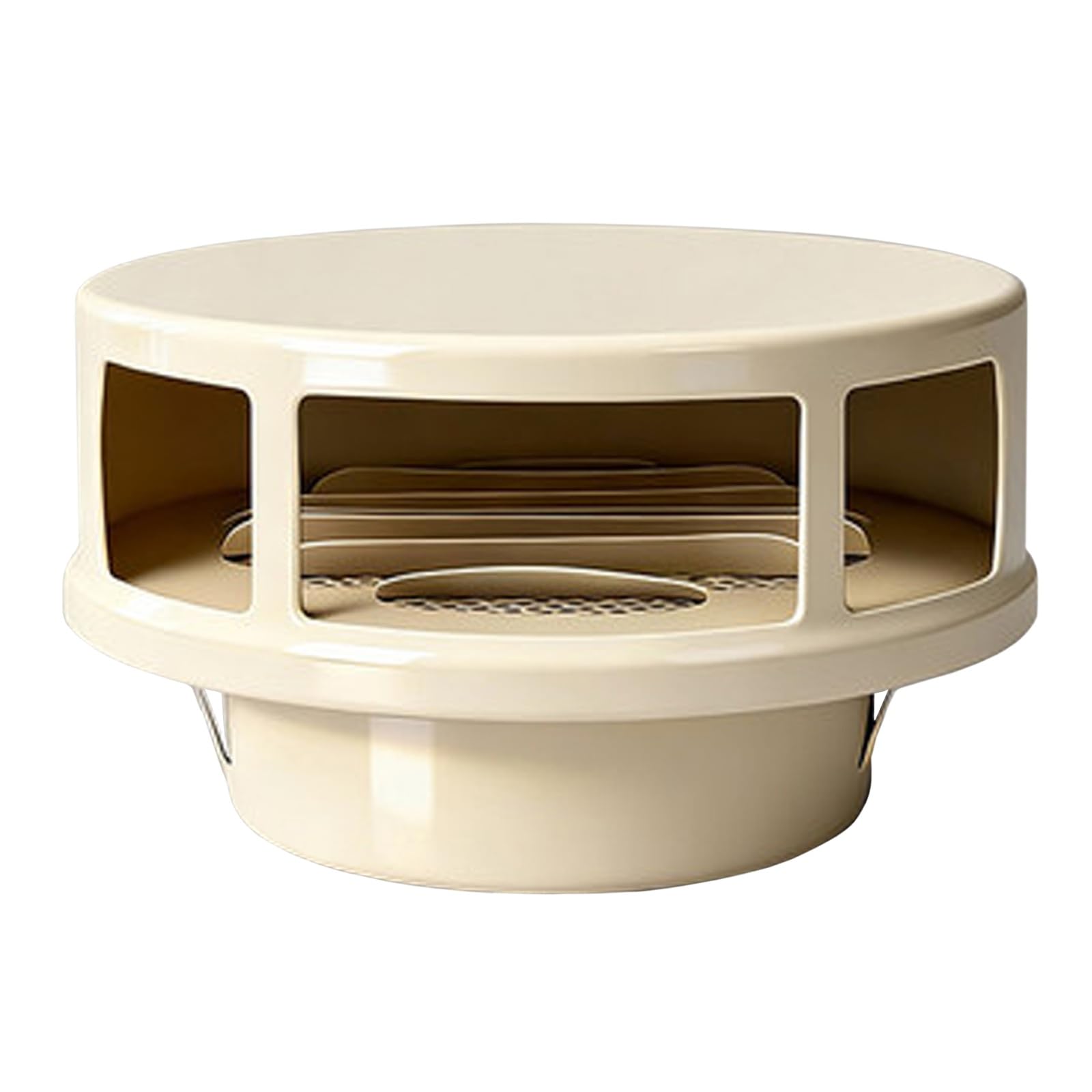 LIGUOYI Rond Grille De Ventilation 70/100/150/180/200mm Grille D'aération En Acier Inoxydable 304 Conduit Aérateur Sortie D'évacuation Hotte Avec Filet Imperméable Et Beau(Beige,200mm)
