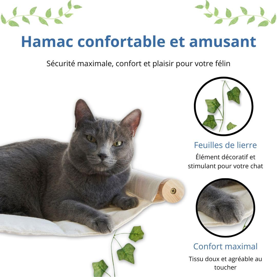 Hamac Mural - Parcours Mural pour Chat Robuste et Confortable - Etagère Supporte jusqu'à 12kg - Idéal pour Maximiser l'Espace