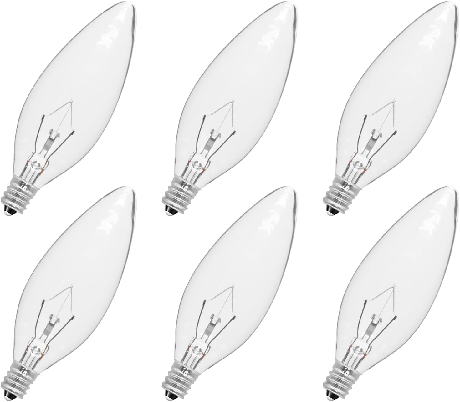 CYLYT 12-Pack E12 Candelabra Light Bulbs 40W Warm White 2500K, 380 Lumen Chandelier Light Bulb for Ceiling Fan, Indoor or Outdoor, B10 Clear Incandescent Candle Bulbs, Dimmable
