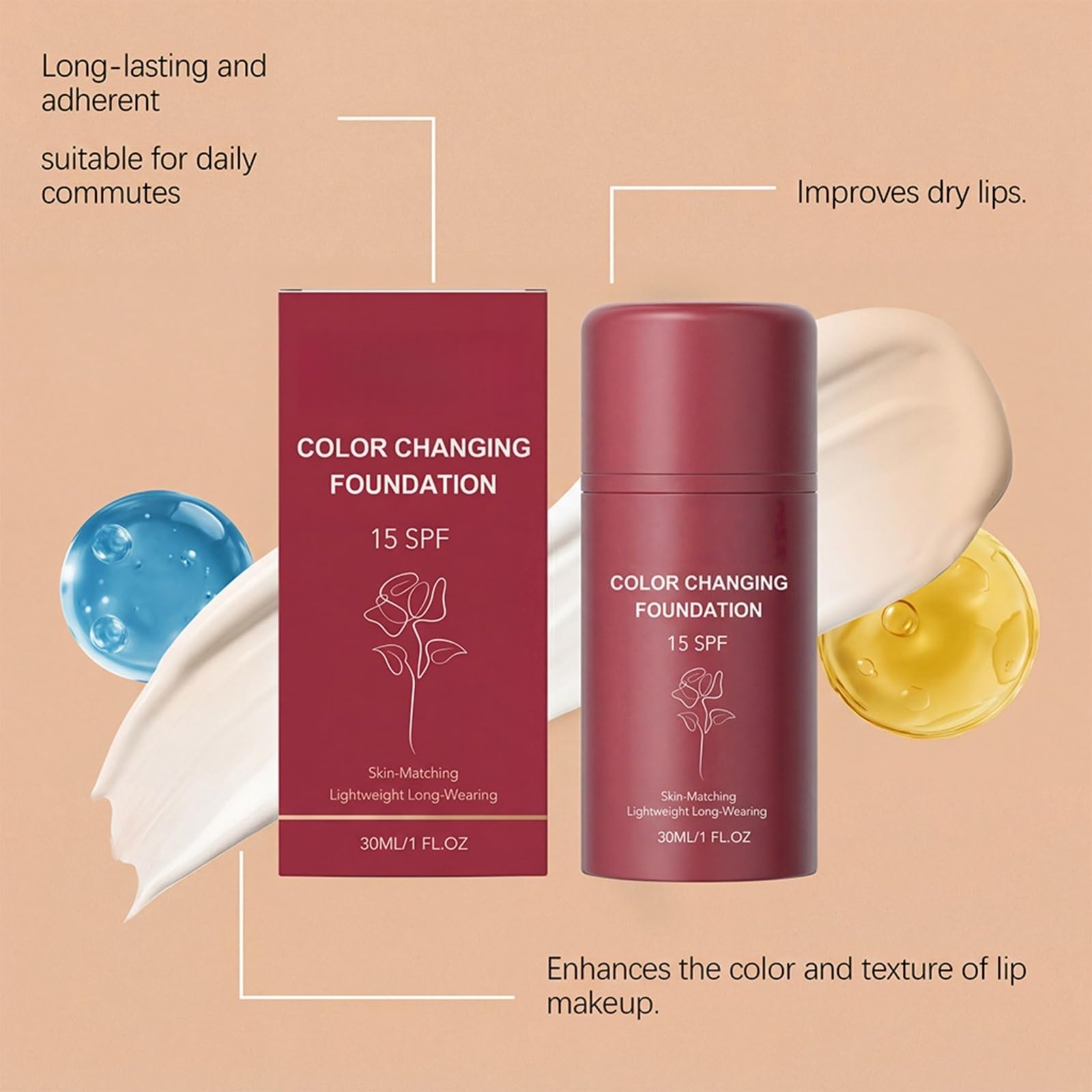 Spf 15 Podkład zmieniający kolor, koreański podkład pokrywający niedoskonałości, automatycznie dopasowuje się do odcienia, kryjąca baza do makijażu, do wszystkich rodzajów skóry - lekka, nawilżona