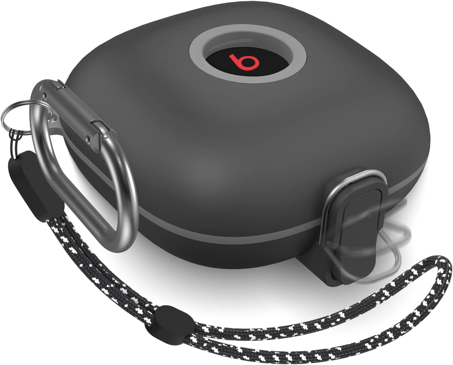 [Upgrade Lock] Case for Beats Fit Pro 2021 Earbuds Armor Shockproof Protective with Anti-Lost Lanyard Keychain (Black)