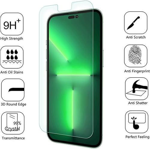 Miniatura 2 de BISEN - Protector de pantalla de vidrio templado para iPhone 14 Pro Max (2022), antirreflejos, antihuellas, antiarañazos