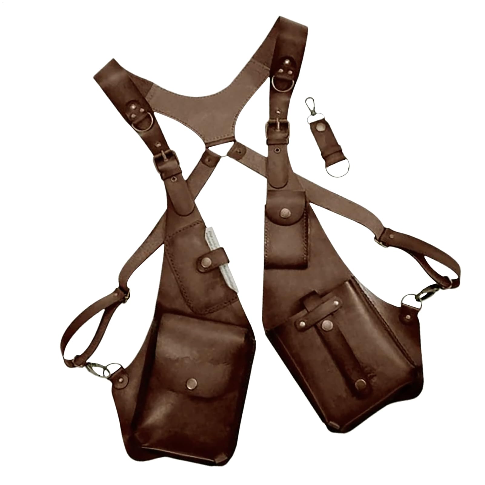 Arnés antirrobo, arnés antirrobo para hombres | Doble bolso de hombro medieval cosplay para hombres y mujeres, cartera ajustable de piel sintética, funda para teléfono móvil al aire libre