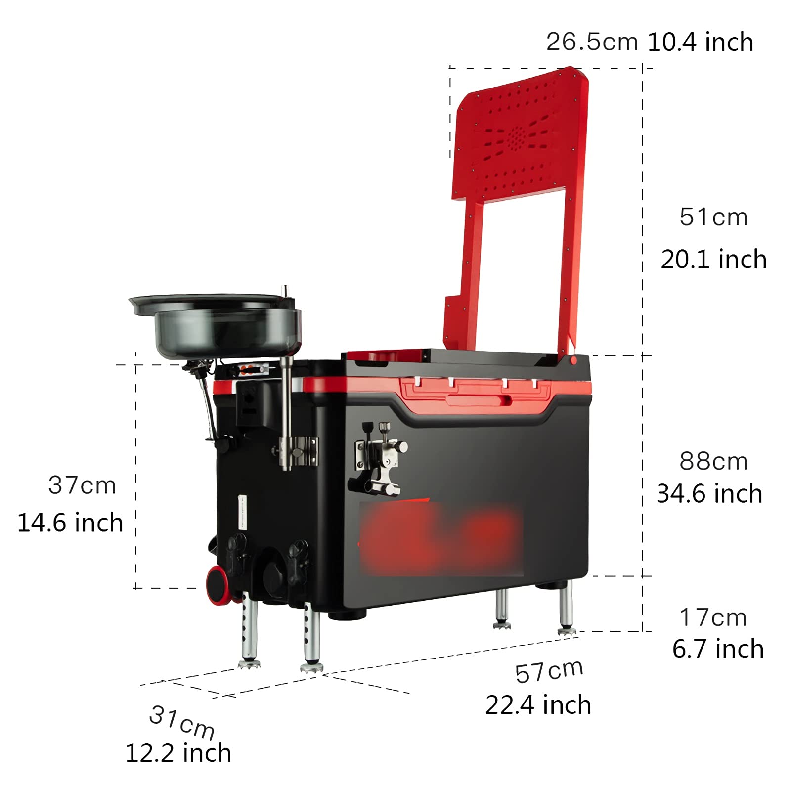 Werkzeugkasten, Angelbox, Angelbox, tragbarer Trolley-Koffer mit Rollen, Rückenlehne, anhebbares Bein, kann sitzen, Angeleimer, klein, verdickt, hält frisch, kühler, Angelgerät