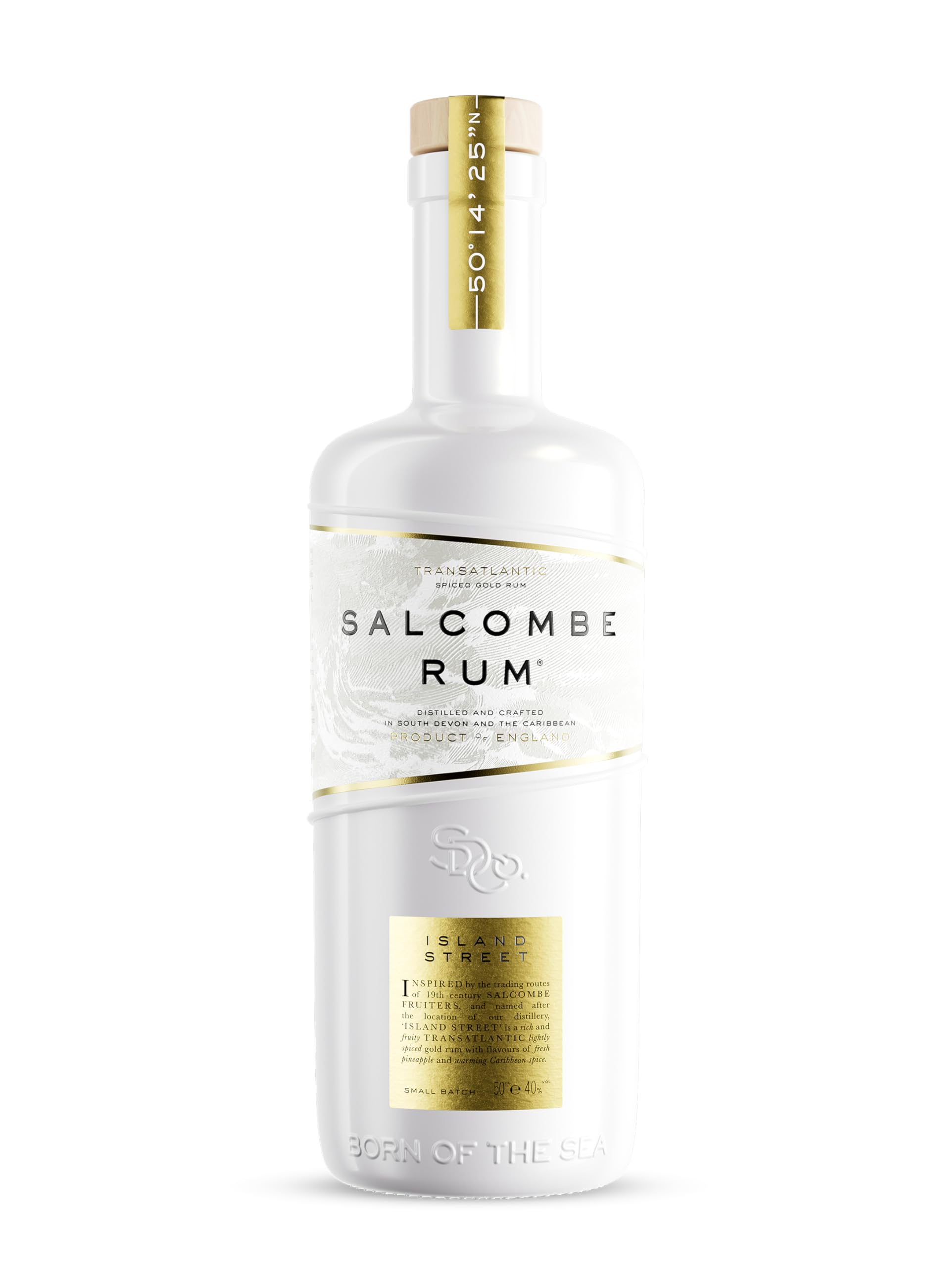 Salcombe Island Street Spiced Gold Rum 40% ABV, Caribbean Blend with Pineapple, Gingerbread & Vanilla, 50cl Bottle – Vegan & Gluten Free