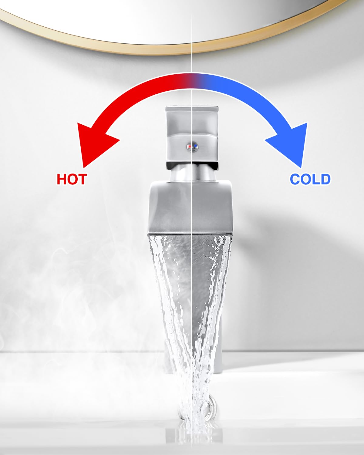 kisimixer Mitigeur Lavabo Cascade avec Bec Hauteur 10cm, Robinet Lavabo Salle de Bain Moderne, Mitigeur Monocommande Lavabo Eau Chaude et Froide Disponible (sans Bonde, sans Tirette de Vidage) Chromé
