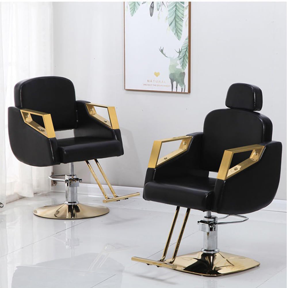 Friseurstuhl mit Kopfstütze Höhenverstellbar Kippbar Kunstleder Beige Vintage Retro