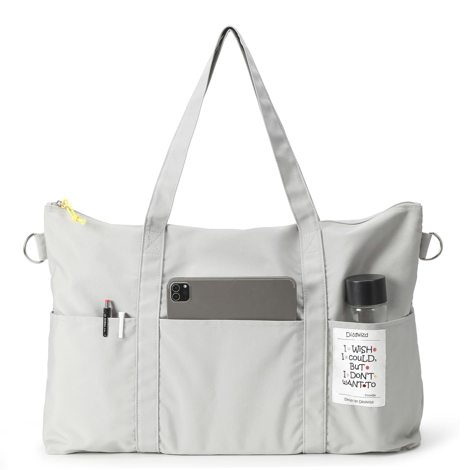 Sporttasche für Damen, Reisetasche für Kurz Trips, Übernachtungstasche Handgepäcktasche, Wasserdichte Sporttaschen für Gym, Yoga und Sauna, Grau