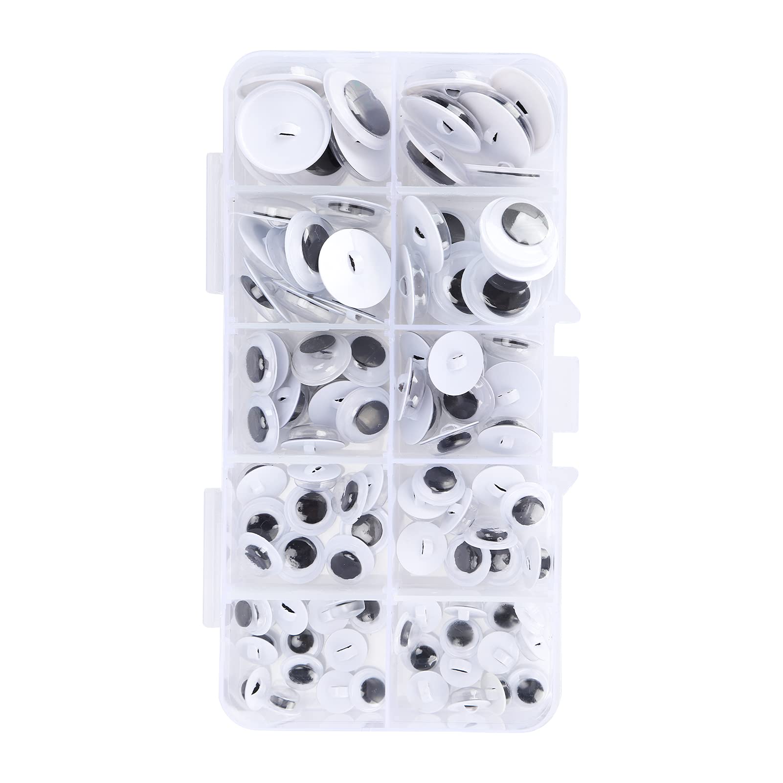 Self Adhesive Wiggle Googly Eyes, Sew On Plactic Eyes 100Pcs Sew On Plactic Eyes Movable Black and White Assorted Size Kids Craft Making Material