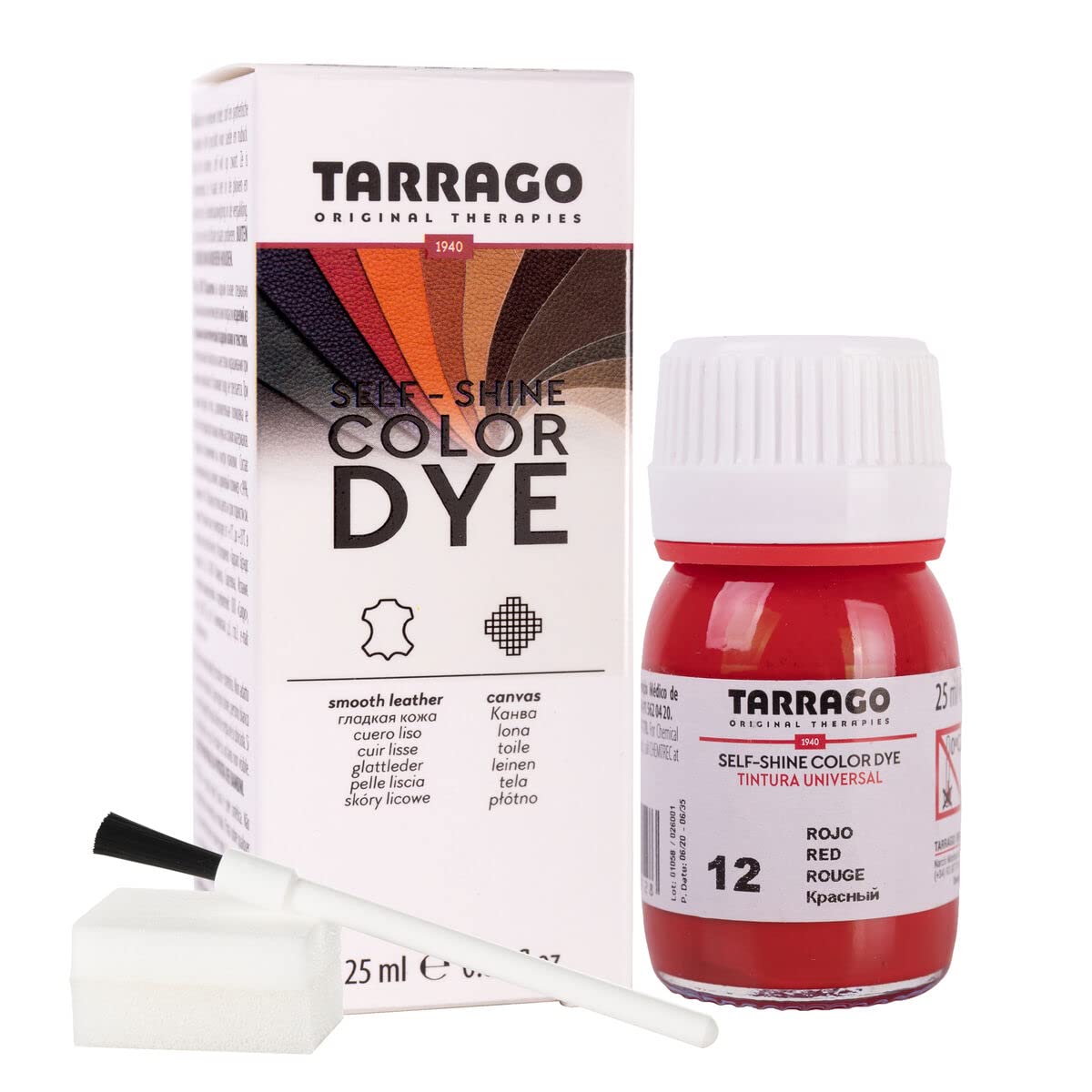 Tinte para Zapatos y Bolsos de Cuero y Textil con Esponja y Brocha | Cubre Rozaduras y Desgastes del Calzado | Gama de 90 colores — view 24