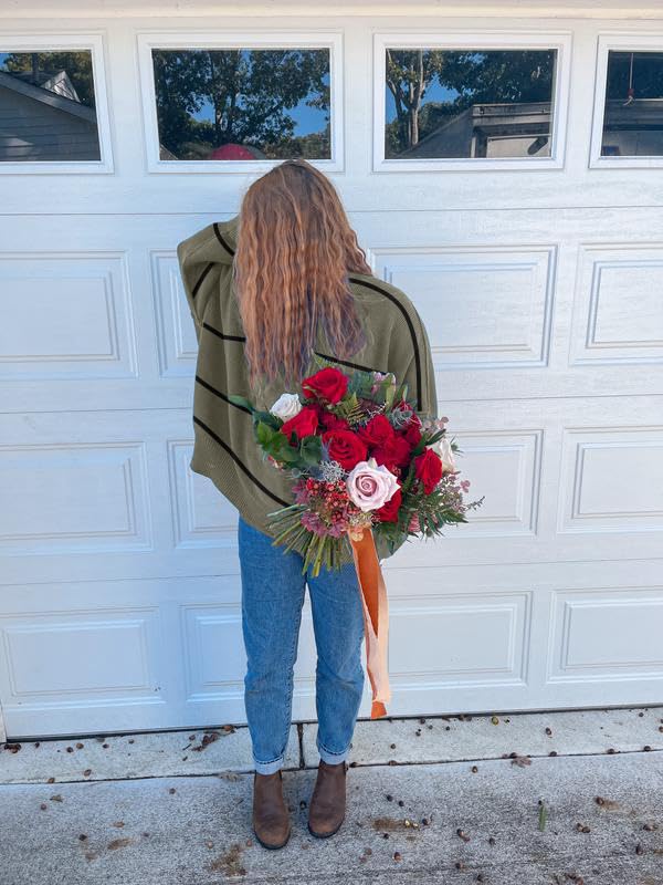 Women's Oversized Crewneck Sweaters Batwing Long Sleeve Side Slit Ribbed Knit Pullover Sweater Tops4