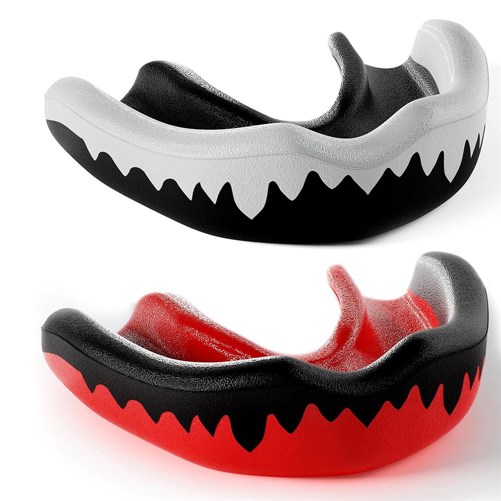 Mouth Guard for Sports, BPA Free Mouth Guard, Adults and Youth Mouth Guards, Professional Mouthpieces Braces EVA Double Colored, for Football Lacrosse Basketball Boxing MMA Rugby Karate (2 Pcs)