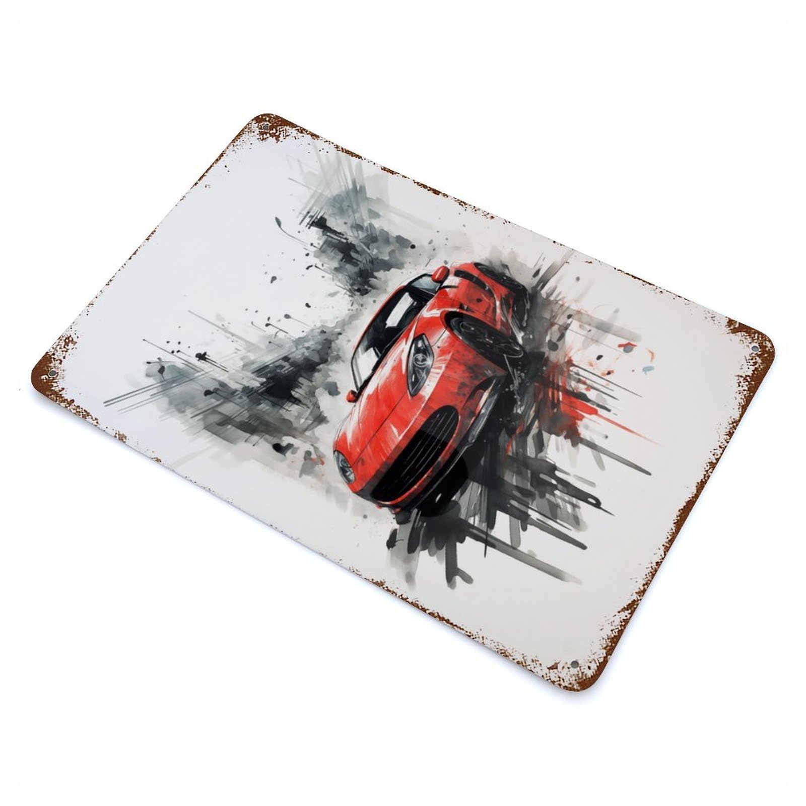 Graffiti Style Watercolor Weathered Tin Sign 11.8"x7.9", Rustic Home Decor for Garage, Bar And Workshop Decor