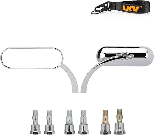 LKV Mini espejos retrovisores ovalados para motocicleta, 0.315 in, 0.394 in, retrovisor, universal, rotación de 360 grados, repuesto cromado para