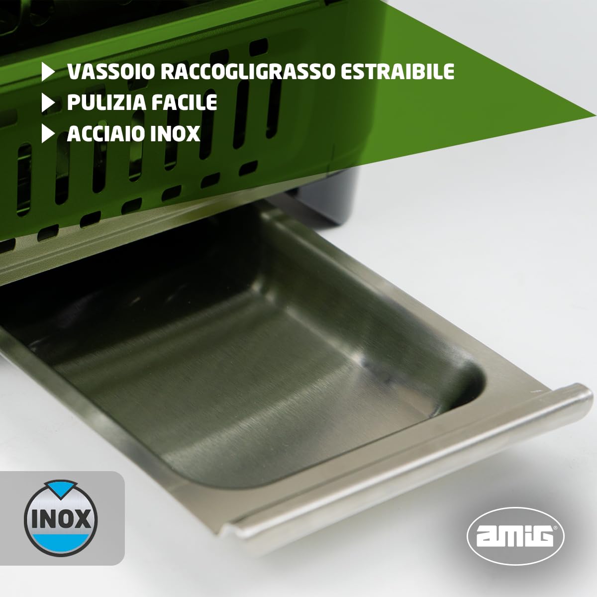 Amig - Cucina a gas da campeggio BBQK01- Kit fornello grill portatile - Griglia in alluminio pressofuso + piastra con coperchio di cottura - Vaschetta raccogli grasso - 1,8 kW - Cartucce B-250