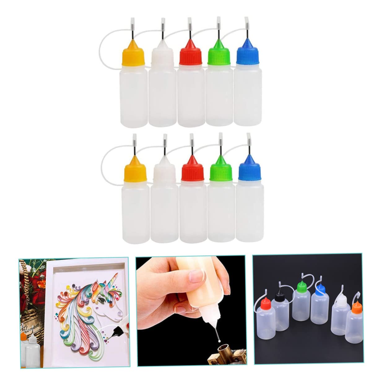 MAGICLULU 5 Series Dosificación De Plástico Con Punta Precisa Multifuncional Aceite Colores Amarillo Azul Verde Rojo 10 Piezas X 5