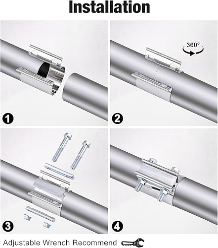 Miniatura 6 de EVIL ENERGY Abrazadera de escape de 2.0 pulgadas, acoplador de manguito de abrazadera de banda de junta de tope de acero inoxidable, 4 unidades