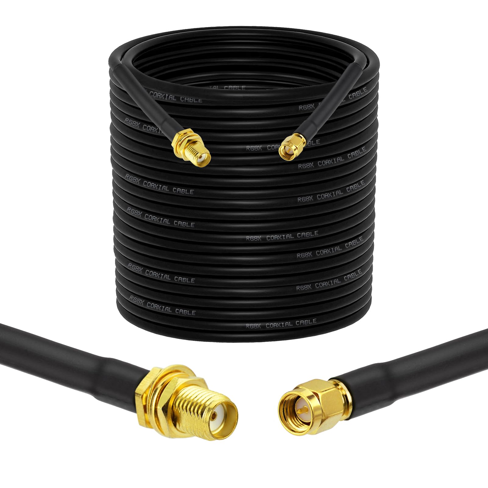 Cable coaxial RG8x de 50 ohmios SMA macho a SMA hembra de baja pérdida 7