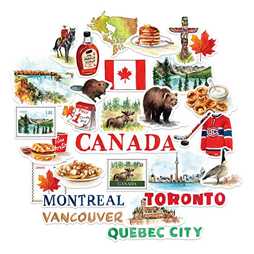 Navy Peony Stickers de voyage époustouflants du Canada (29pcs) – Décorations canadiennes pour scrapbooking et carnets