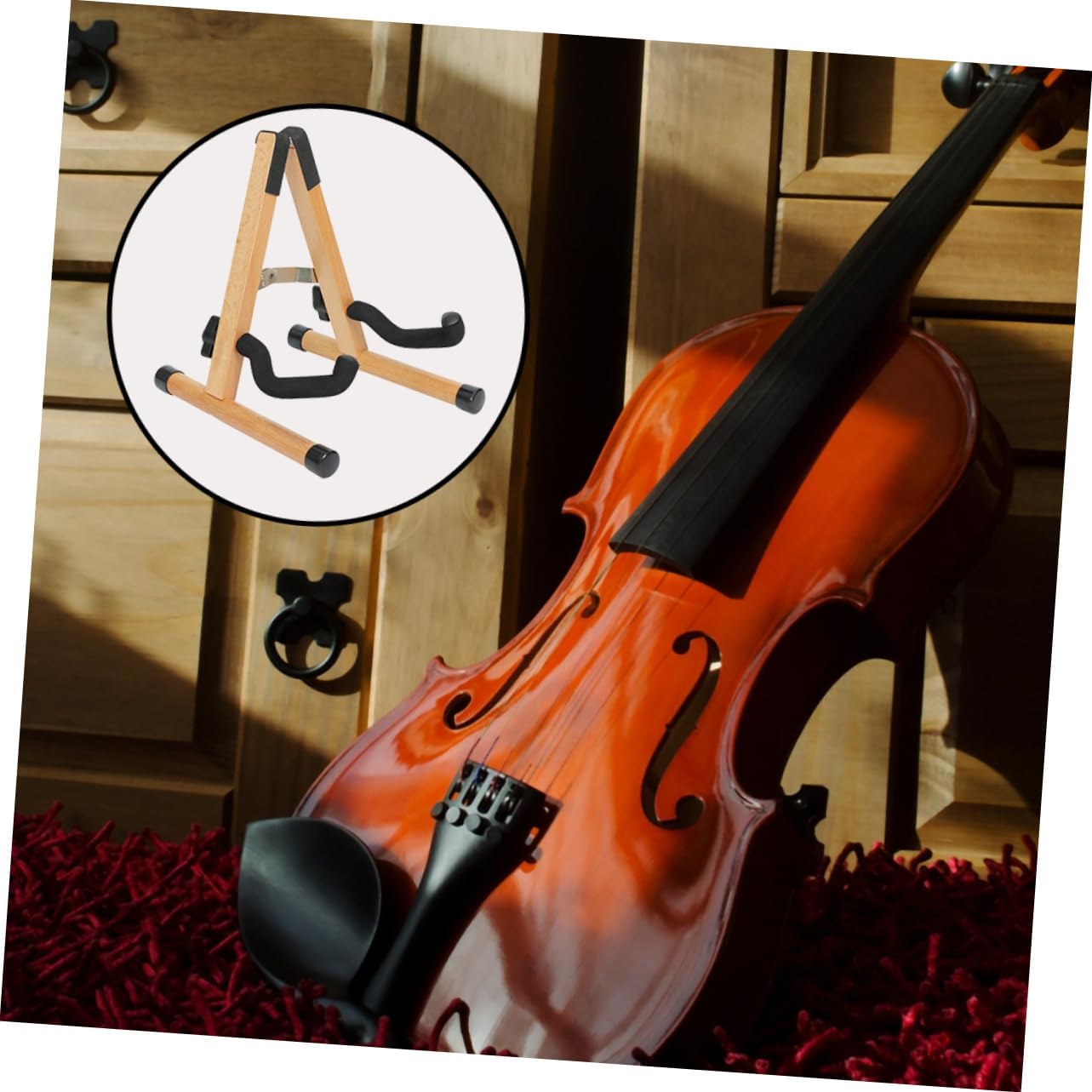 SHOWERORO Mandolin Stand Base Musical Instrument Racks Detachable Design Space-saving Non-slip Bottom for Stability
