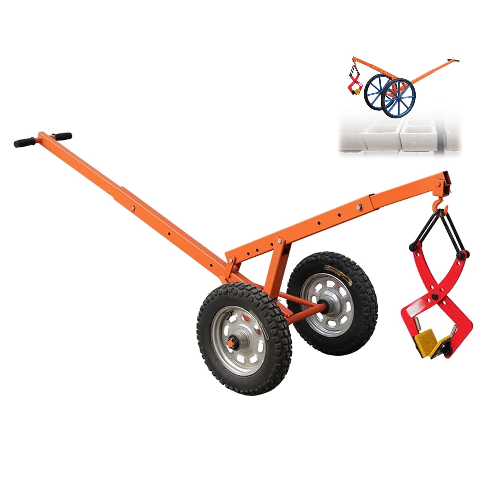 Wózek transportowy, regulowany transporter pokrywy włazu, przemysłowy transporter kamienia z zaciskami do kamienia, odpowiedni do budowy i przechowywania (40 cm/15,7 cala)