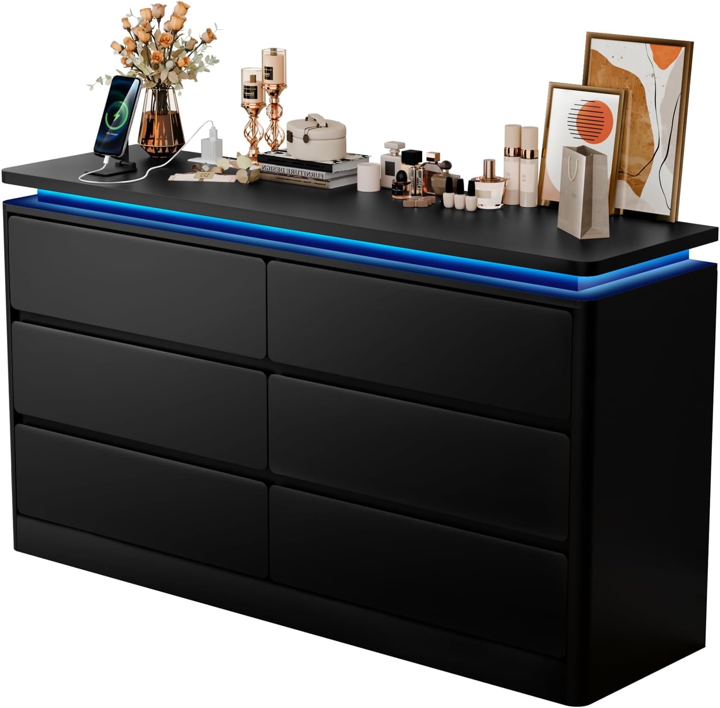 princess polly baby blue dress UEV 6 Drawer Dresser,Modern Dresser Chest with Wide Drawers and Metal  Handles,Wood Storage Chest of Drawers for Bedroom,Living  Room,Hallway,Entryway (Black)