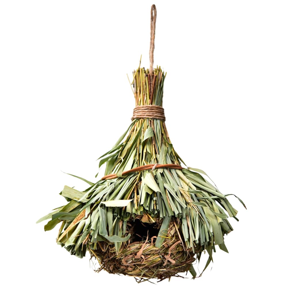 Htu As Shown In The Picture Birds Nest Natural Grass Bird House Outdoor Weaved Hanging Nest (Reed Grass)