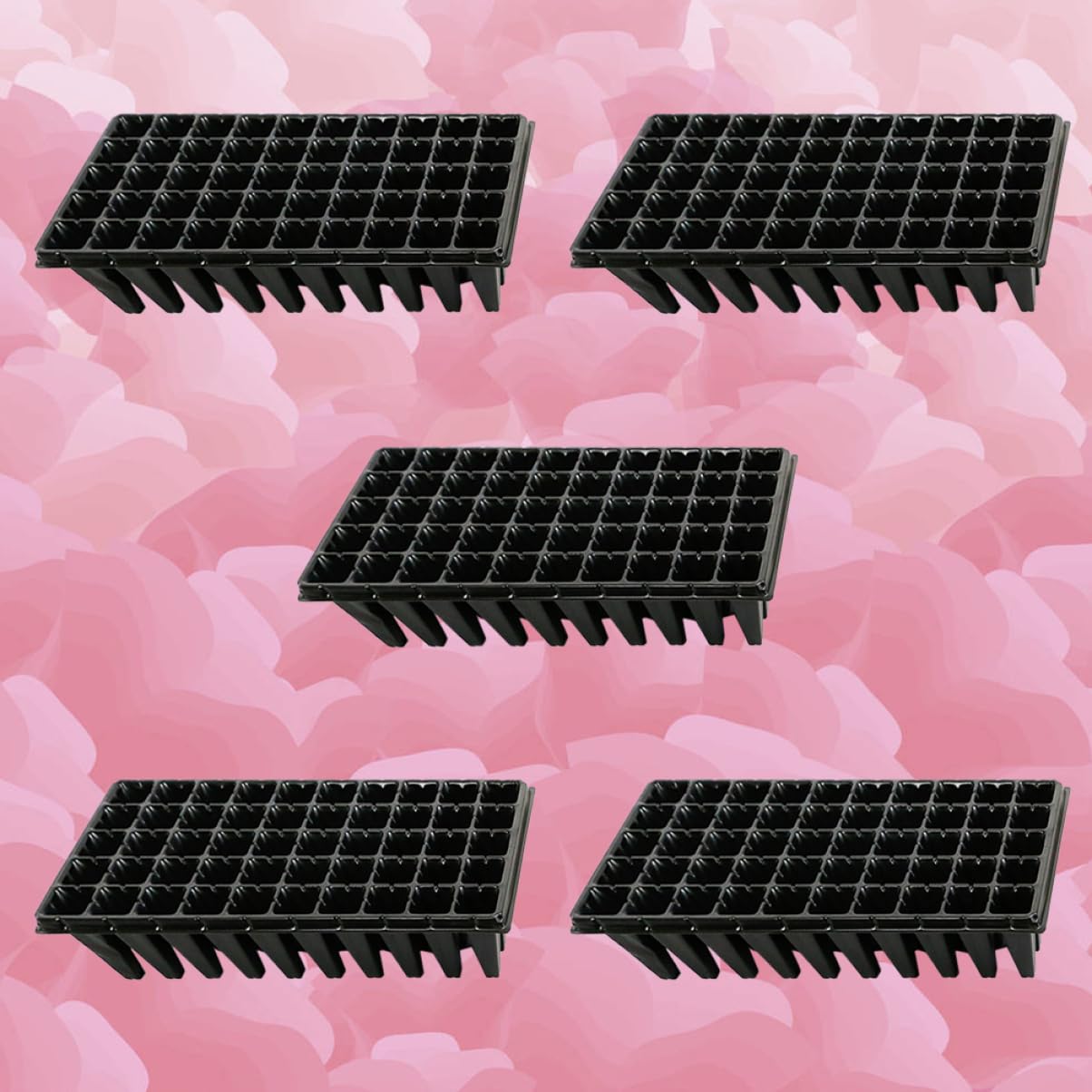 Plateau de Culture en PVC Noir 50 Cellules, Lot de 5 pour Semis