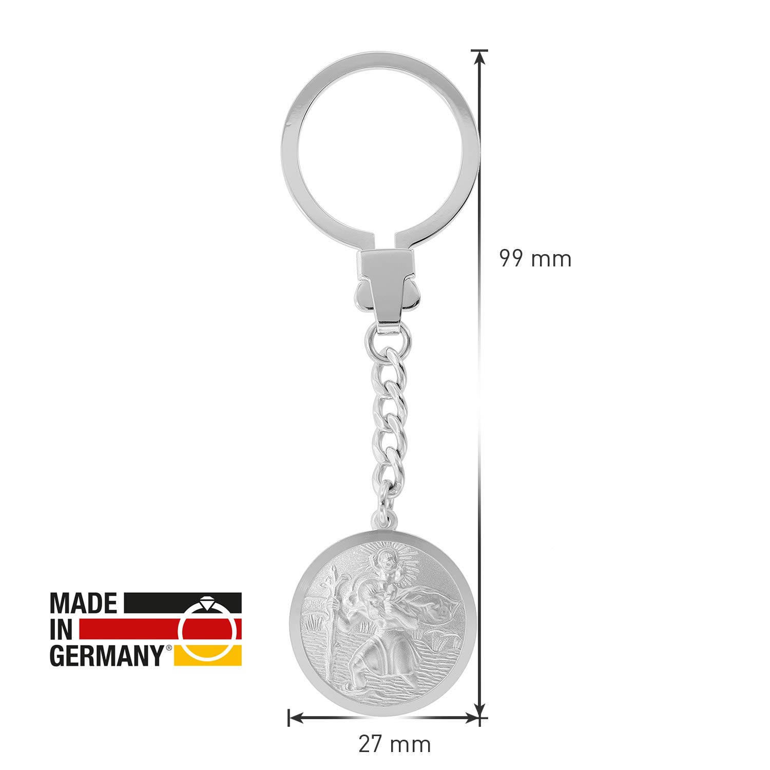 trendor Schlüsselanhänger Christophorus Silber 925 39035 | Christophorus Schlüsselbund-Anhänger, Silber-Anhänger Christopherus, Glücksbringer für Autofahrer, Talisman, Symbol-Schmuck