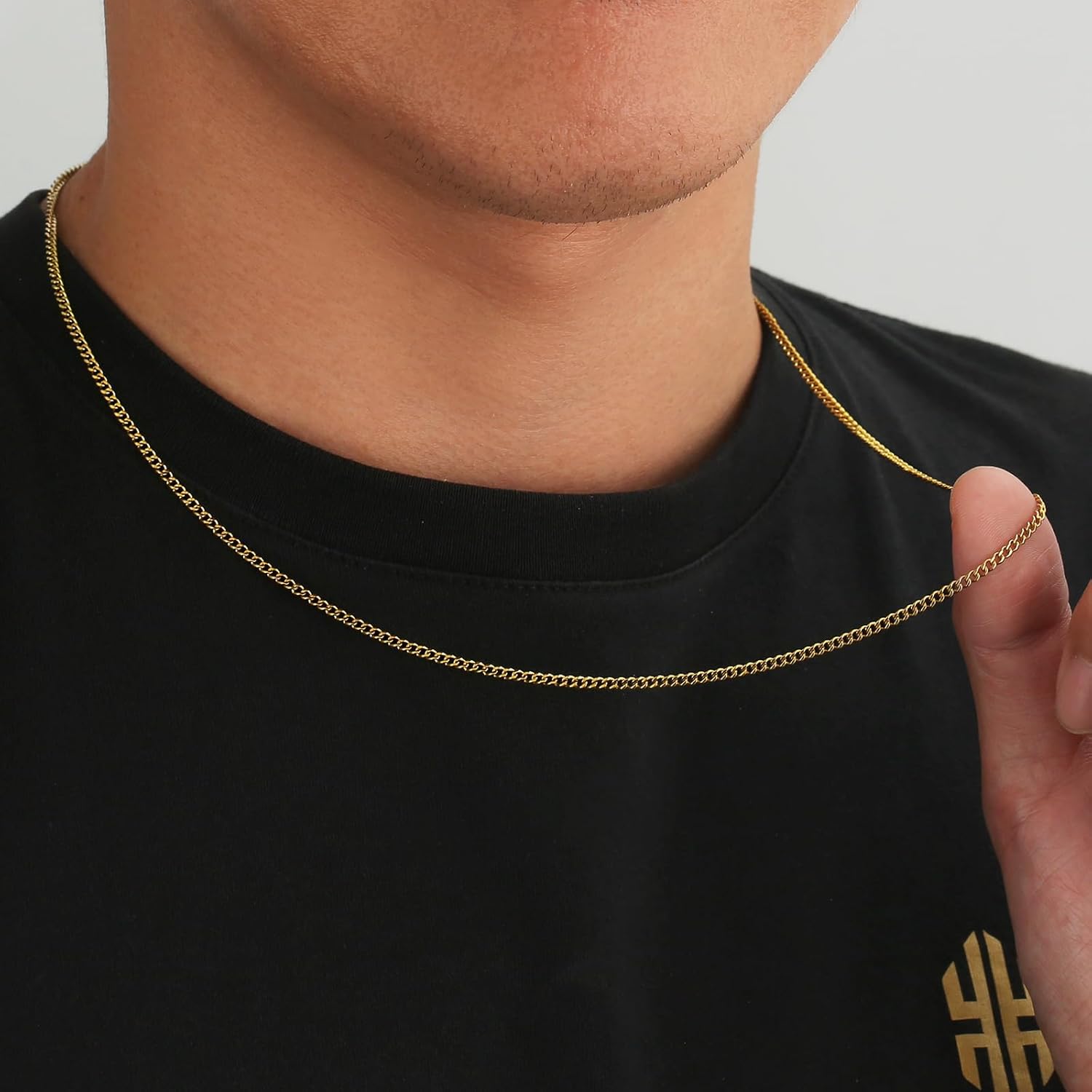 KRKC&CO Real 14K Gold Filled Chain, Flat Diamond-Cut Miami Cuban Link Curb Chain Necklace for Men Women, Hip-Hop & Cool Style Anti-Allergies Chain, 3/4/5mm, 18/20/22/24Inch - Image 3