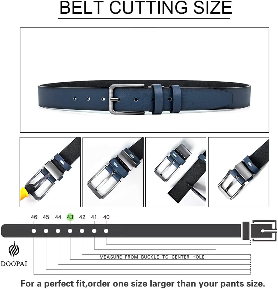 DOOPAI Men's Leather Belt - 1 3/8" Genuine Cowhide Dress Belt for Work, with Quick-Size Adjuster Golf & Casual - Image 7