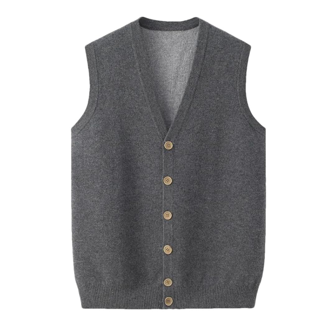 Chaleco de invierno para hombre, de cachemira, informal, de punto con cuello en V