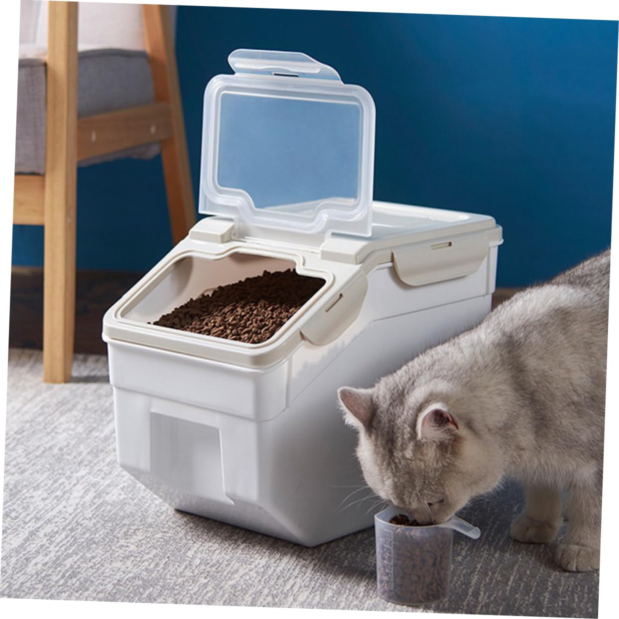 TOYANDONA Luftdichter Tierfutterbehälter aus Pp in Beige Sicher und Gesund Einfache Aufbewahrungsbox für Hundefutter und Reis Praktischer Futtertonne in Größe S