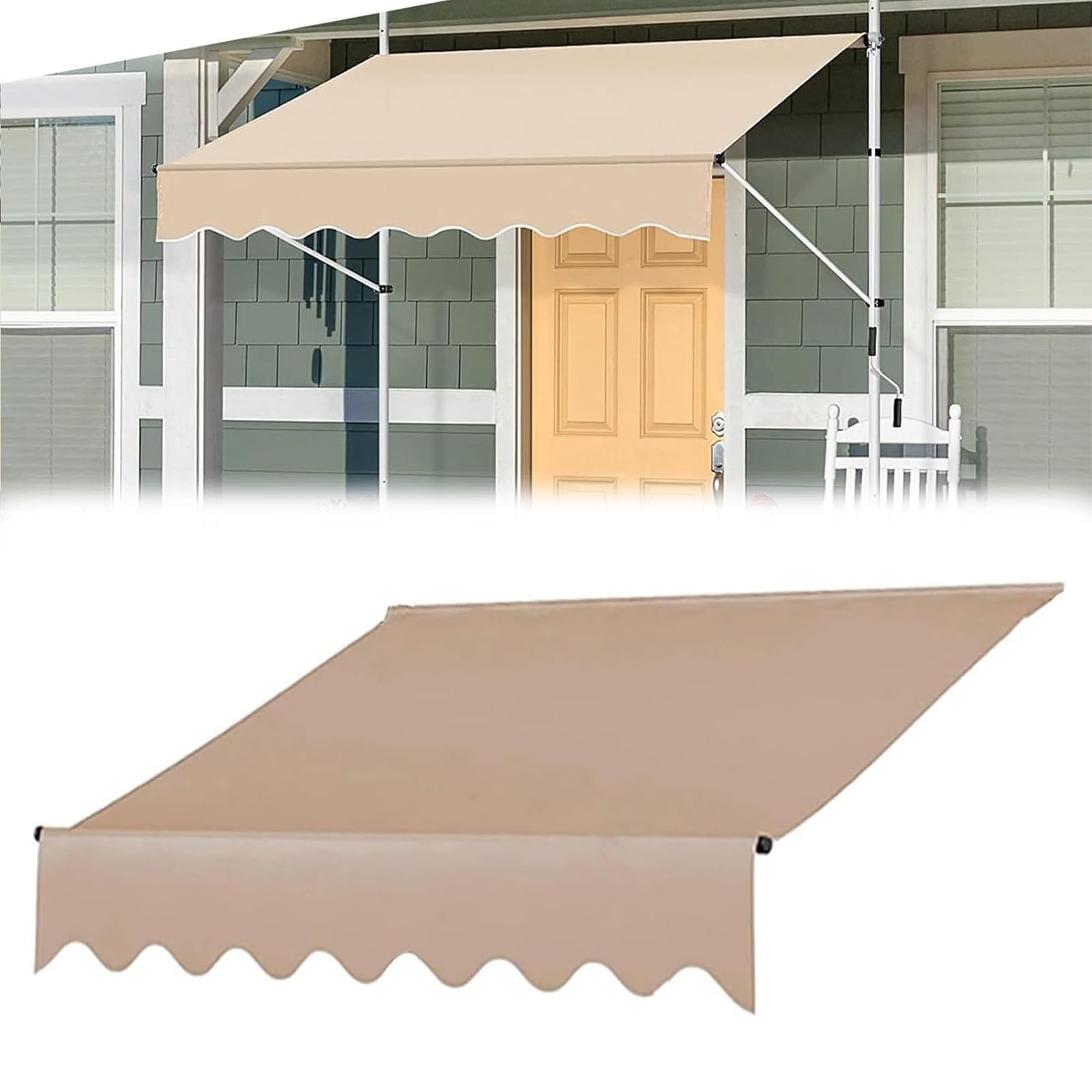 Outdoor Garden Patio Awning Canopy Replacement Fabric Waterproof AntiUV Top Cover MultiStripe Design Khaki Color Available in 200cm 250cm 300cm 350cm 400cm