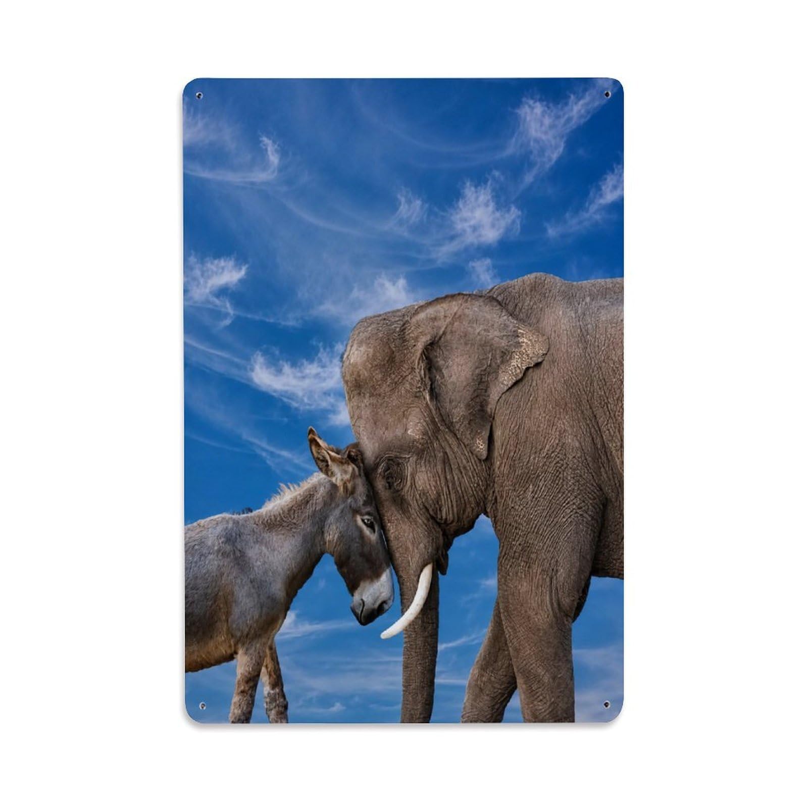Old School Surreal Culture Wildlife Vintage Donkeys Elephants Metal Tin Sign Plaque Wall Decor for Cafe, Man Cave, Club Bar, Office, Home Garden Round Metal Poster 8x12Inch
