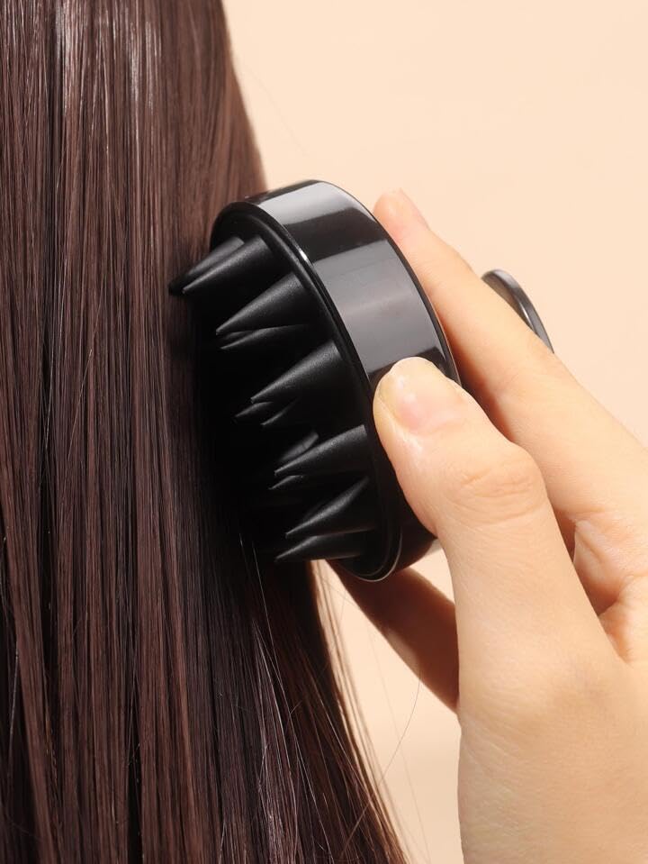 Image of NFI essentials Hair Brush Head Non Electrical Scalp Massager Scrubber, Adults Children Thick /Thin Hair, Mold-Free Solid Silicone for Healthy Hair Growth Dry Scalp Dandruff, Black