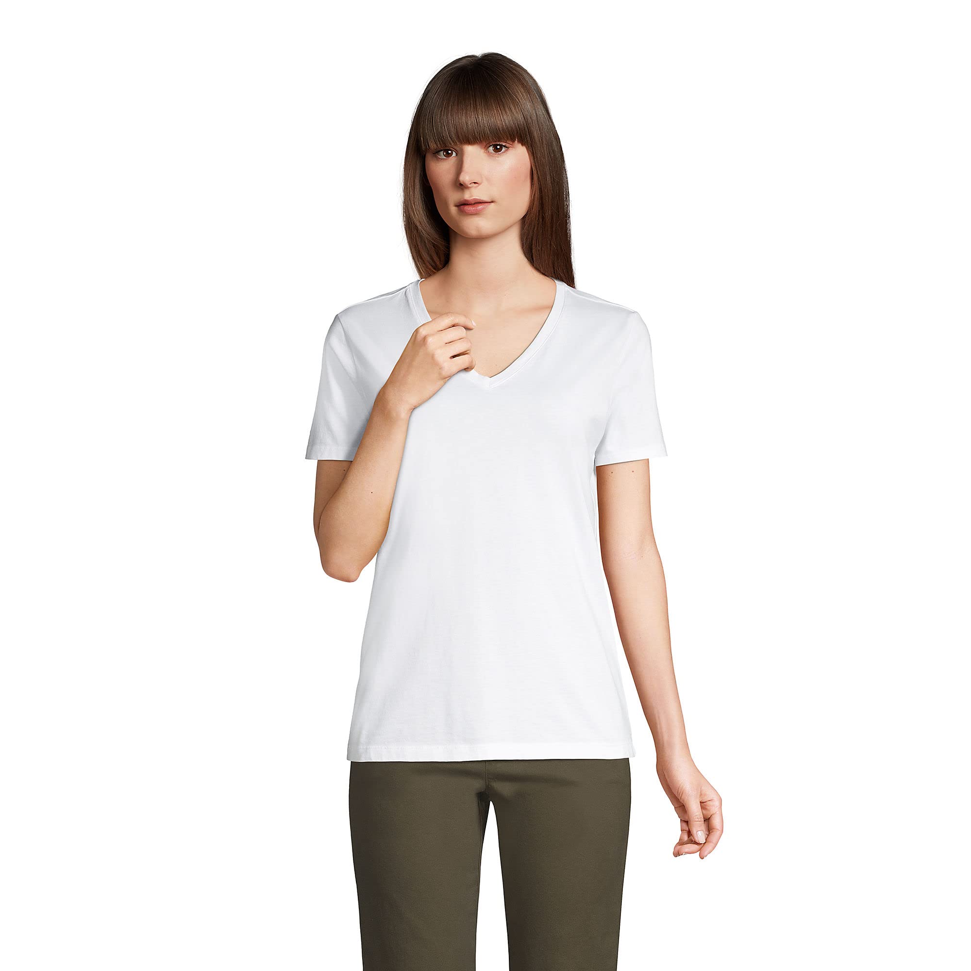Lands' EndWomen's Relaxed American-Grown Supima Cotton V-Neck T-Shirt