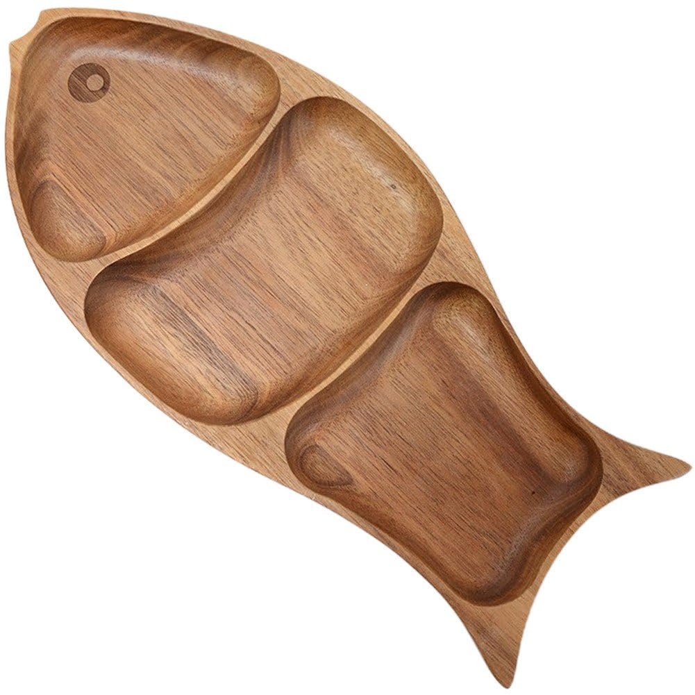Assiettes à fruits en bois en forme de poisson pour vos salades de cuisine