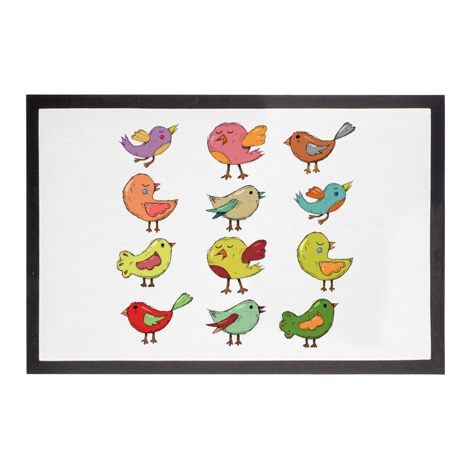 Paillasson oiseaux multicolor 75x50cm tapis de sol entrée dessin enfant